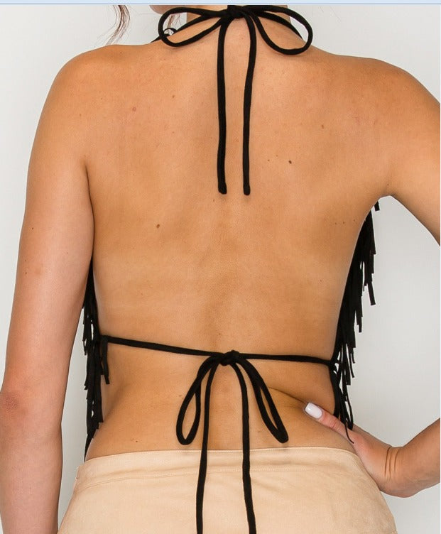 Top Halter Flecos Suede – Lucky Vida Boutique