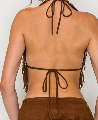 Top Halter Flecos Suede – Lucky Vida Boutique