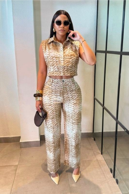 ✨ Set Dos Piezas Estampado Beige & Camel