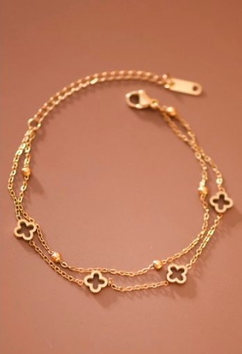 Beautiful double bracelets the clover 18k Waterproof Non-tarnish Stainless Steel Hoops