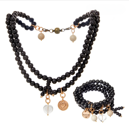 Pulsera/collar bohemio de madera con forma de corazón F*ck It