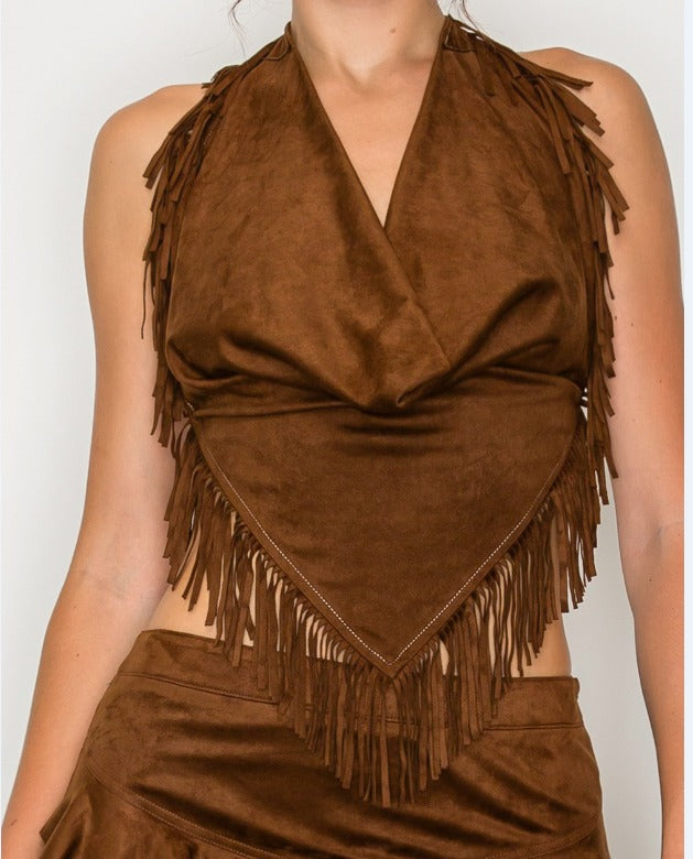 Top Halter Flecos Suede – Lucky Vida Boutique