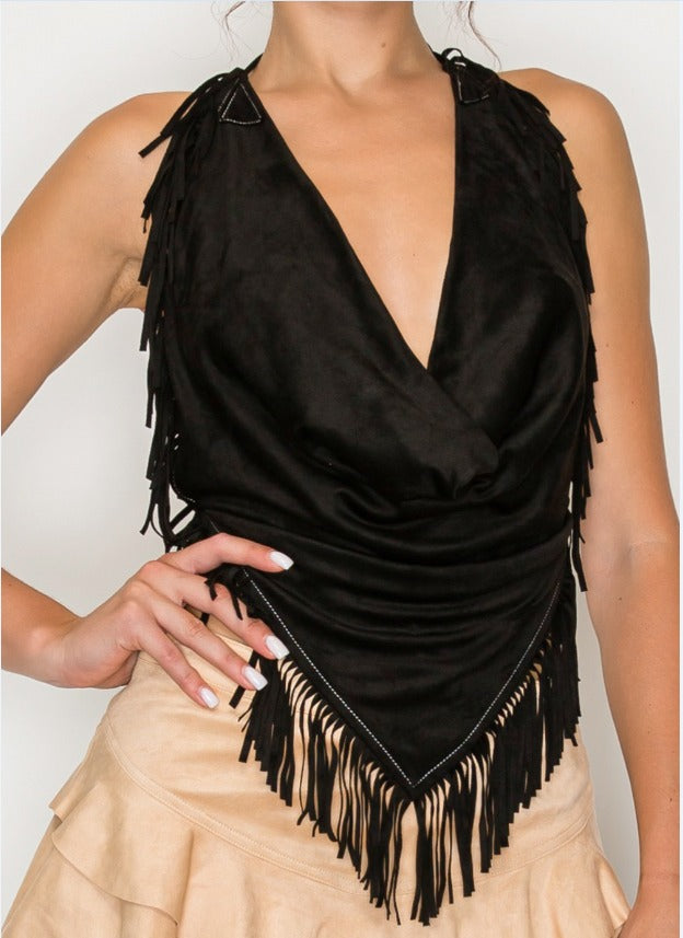Top Halter Flecos Suede – Lucky Vida Boutique