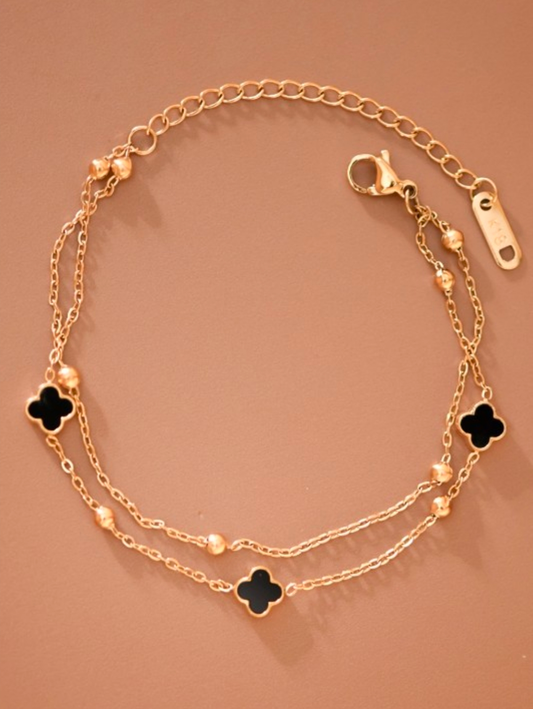 Beautiful double bracelets the clover 18k Waterproof Non-tarnish Stainless Steel Hoops